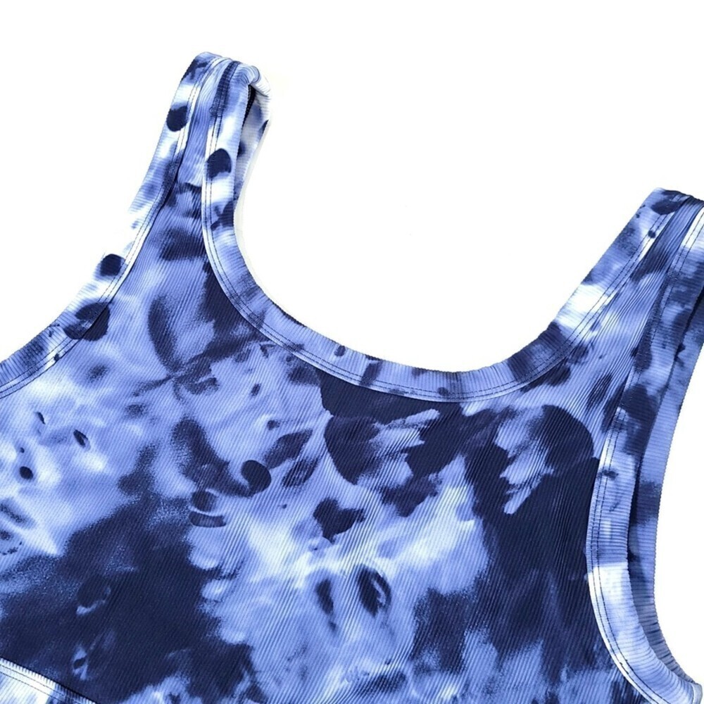 NEW Glyder Ease Bra in Nautical Wash Blue Tie Dye Crop Top Womens Plus Size 1X - Picture 3 of 6